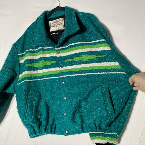 Vintage Carrot Co. Original Cocol Green Southwestern Oversized Bomber Jacket M - Picture 10 of 16